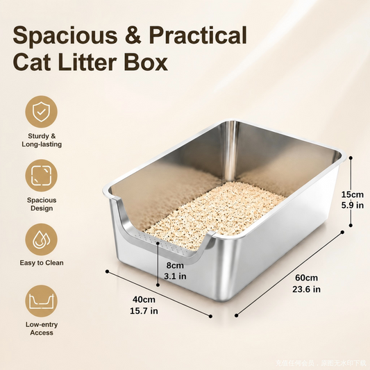 2PACK Stainless Steel Litter Box 23.6" L X 15.7" W X 5.9" H