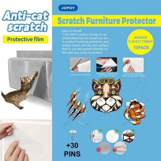 Anti Cat Scratch Furniture Protector, 8-Pack Couch Protector from Cat Claws - Heavy-Duty, Easy-to-Apply Scratching Deterrent and Shield for Sofa Corners, Walls, Doors