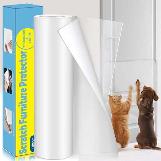 JOPOY Cat Scratch Furniture Protector: Cat Anti Scratch Tape - Door Protector from Dog Scratching Transparent, 17.72" x 9.8FT