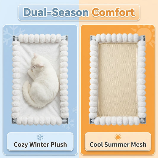 JOPOY Premium Window Mount Cat Hammock with 4 Large Suction Cups & Soft Bubble Cushion, White