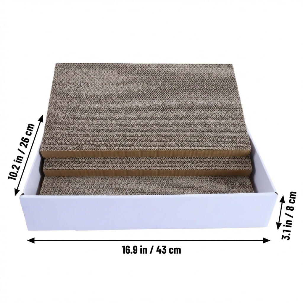JOPOY Reversible Cardboard Cat Scratching Replacement Pad Set with 1/2 Reversible Pads & Cat Scratching Pads, 2 Count