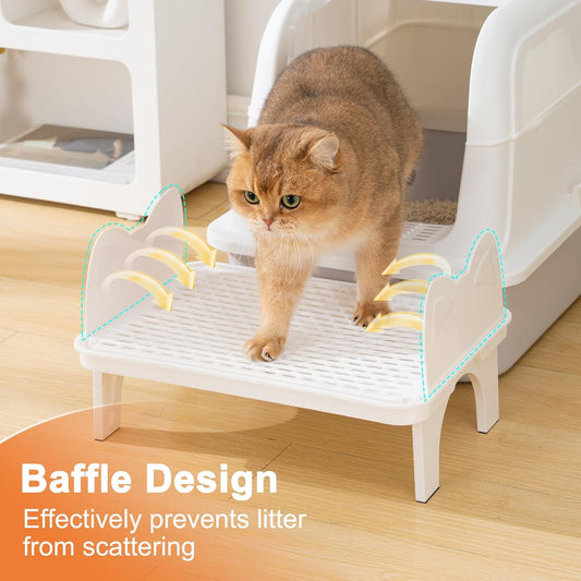 Litter Catching Step for Cat Litter Box, Litter Trap Stool for Automatic Litter Box Self Cleaning, Litter Collection Stairs, Litter Catcher Ramp for Old Geriatric Senior Cat