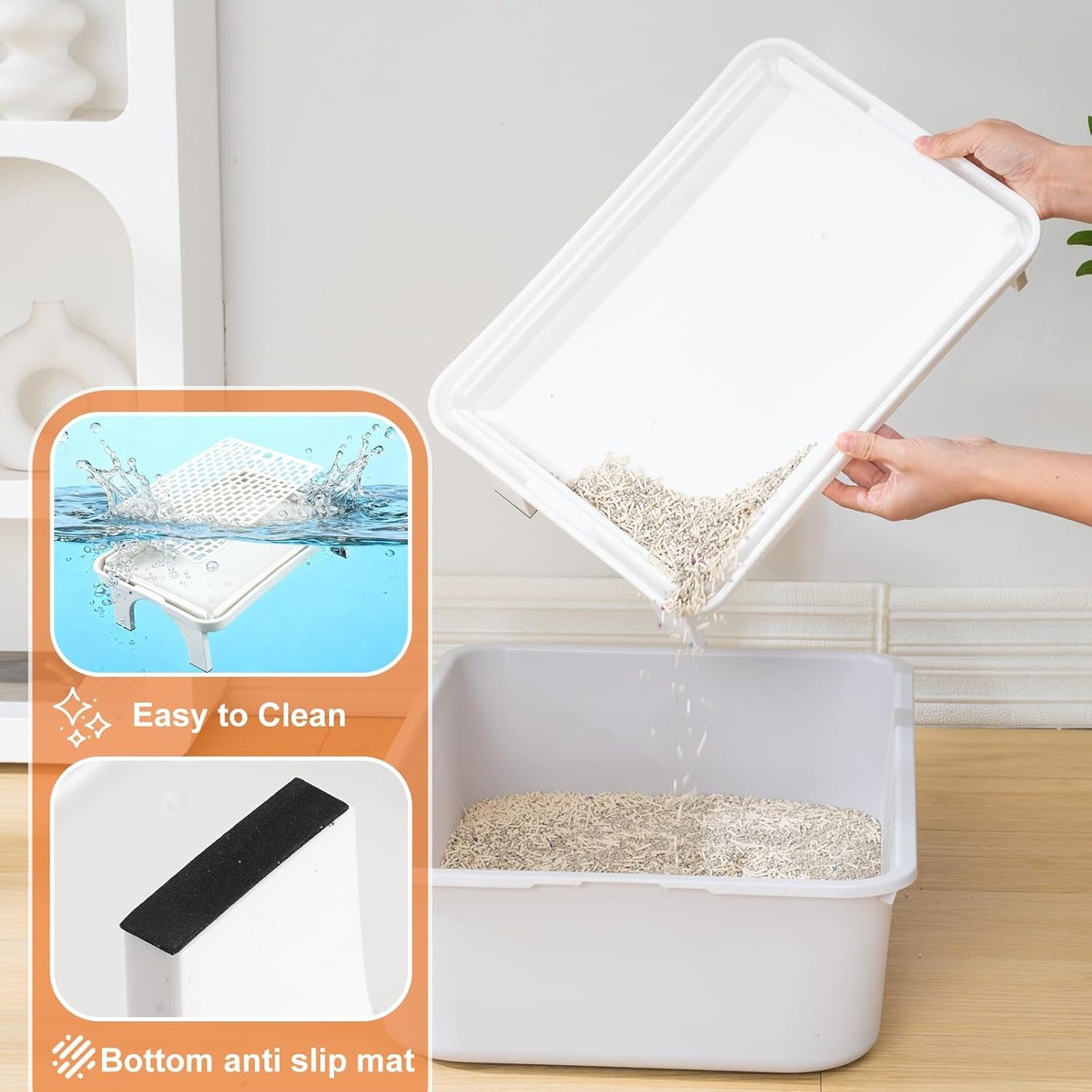 Litter Catching Step for Cat Litter Box, Litter Trap Stool for Automatic Litter Box Self Cleaning, Litter Collection Stairs, Litter Catcher Ramp for Old Geriatric Senior Cat