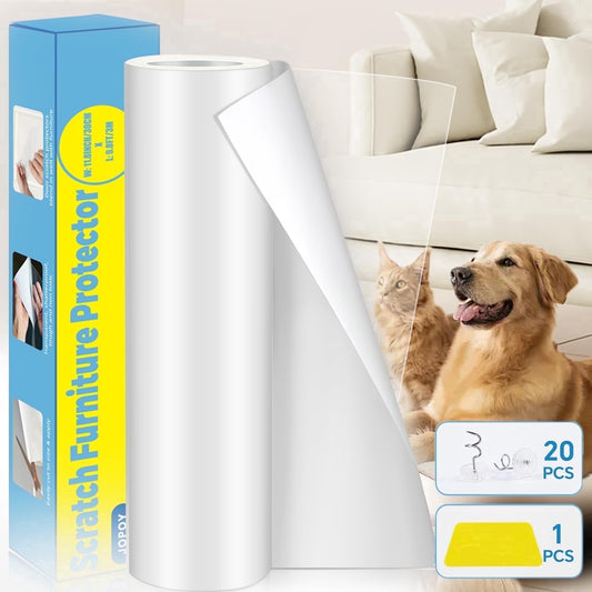JOPOY Cat Scratch Furniture Protector: Cat Anti Scratch Tape - Door Protector from Dog Scratching Transparent, 17.72" x 9.8FT