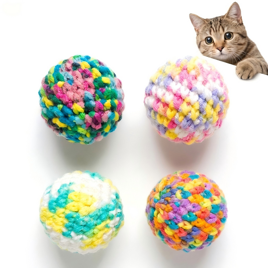 JOPOY Interactive Cat Ball Toy with Bell Inside, Multicolor Circle (4 Pack)
