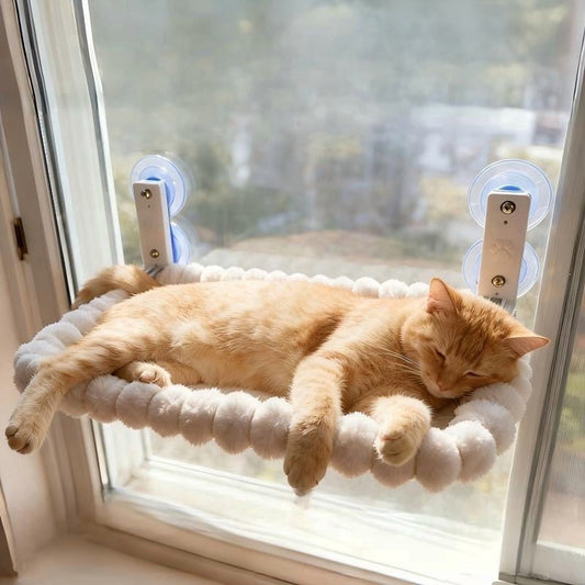 JOPOY Premium Window Mount Cat Hammock with 4 Large Suction Cups & Soft Bubble Cushion, White
