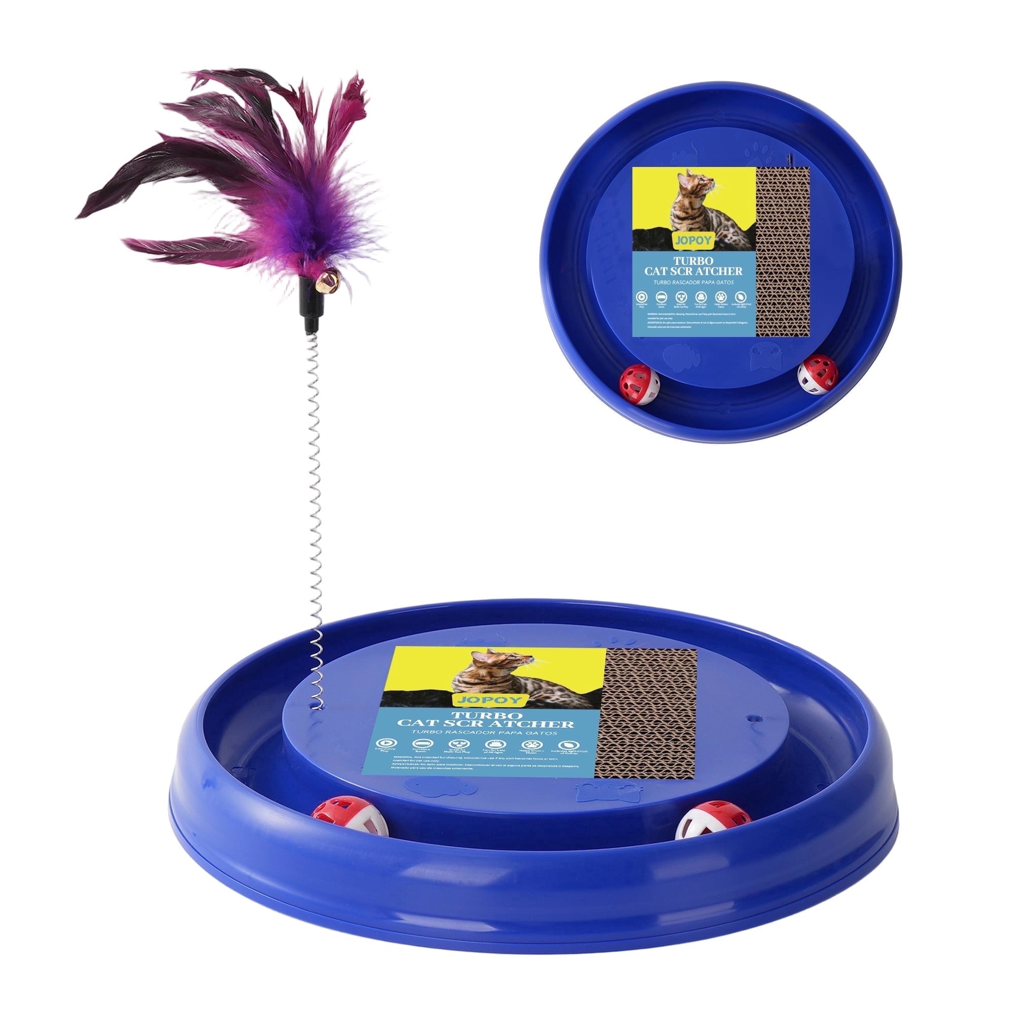 Interactive Cat Scratcher & Toy with 2 Self-Rotating Balls & 1 Kitten Cat Ball Track Toy Cat Scratcher, Purple