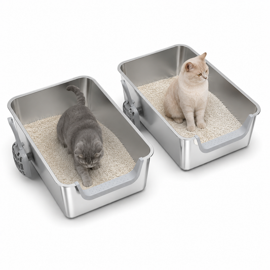2PACK Stainless Steel Litter Box 23.6" L X 15.7" W X 5.9" H