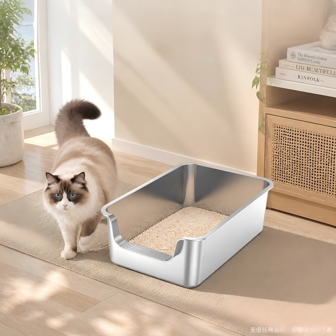 2PACK Stainless Steel Litter Box 23.6" L X 15.7" W X 5.9" H