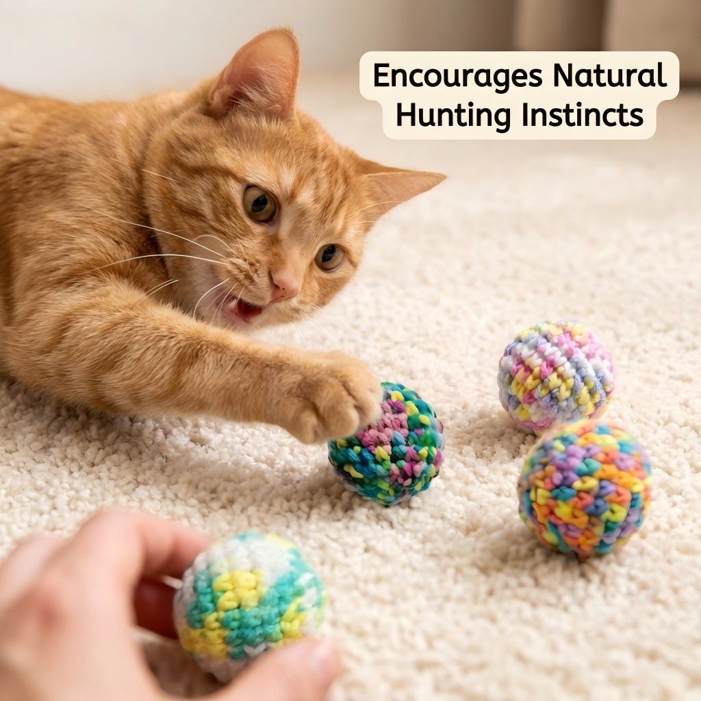 JOPOY Interactive Cat Ball Toy with Bell Inside, Multicolor Circle (4 Pack)